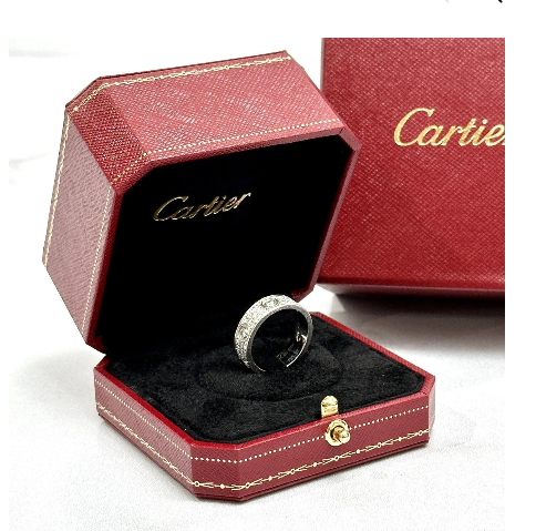 Cartier Style Silver-Tone Ring – Elegant Designer-Inspired Band with Gift Box