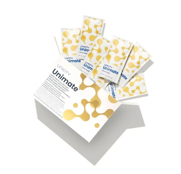 Unicity Unimate Lemon Ginger 30 Stick Packs – Energy & Daily Wellness Drink Mix