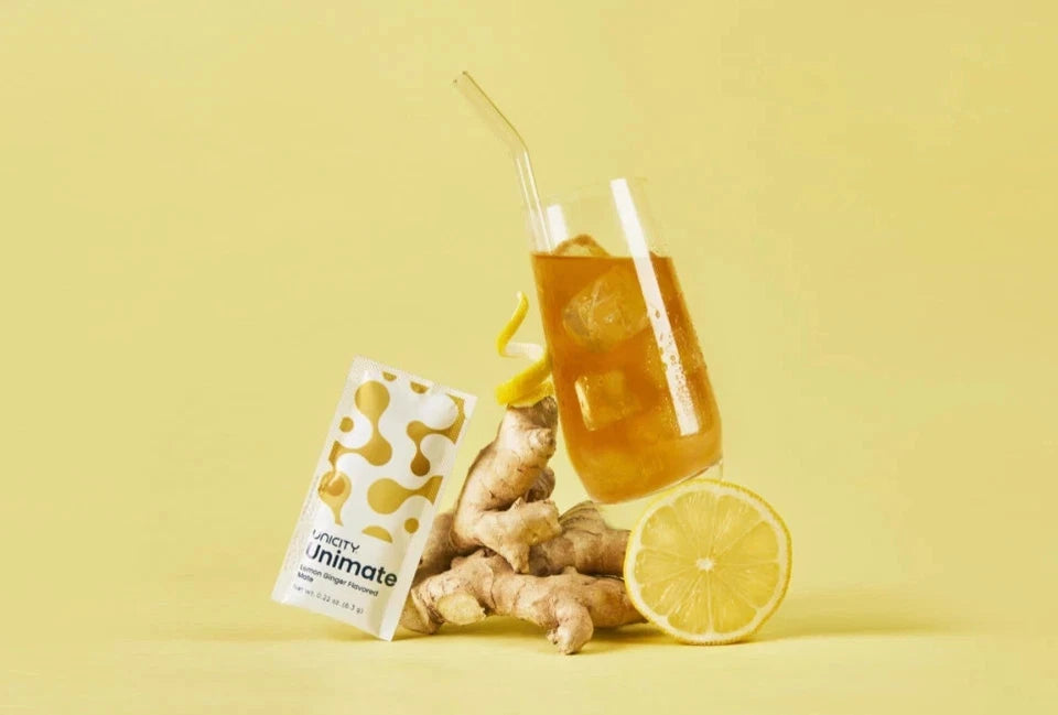 Unicity Unimate Lemon Ginger 30 Stick Packs – Energy & Daily Wellness Drink Mix